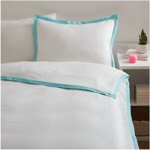 NEW - Dormify London Hotel Border Duvet Sham Set Twin XL White Blue Cotton